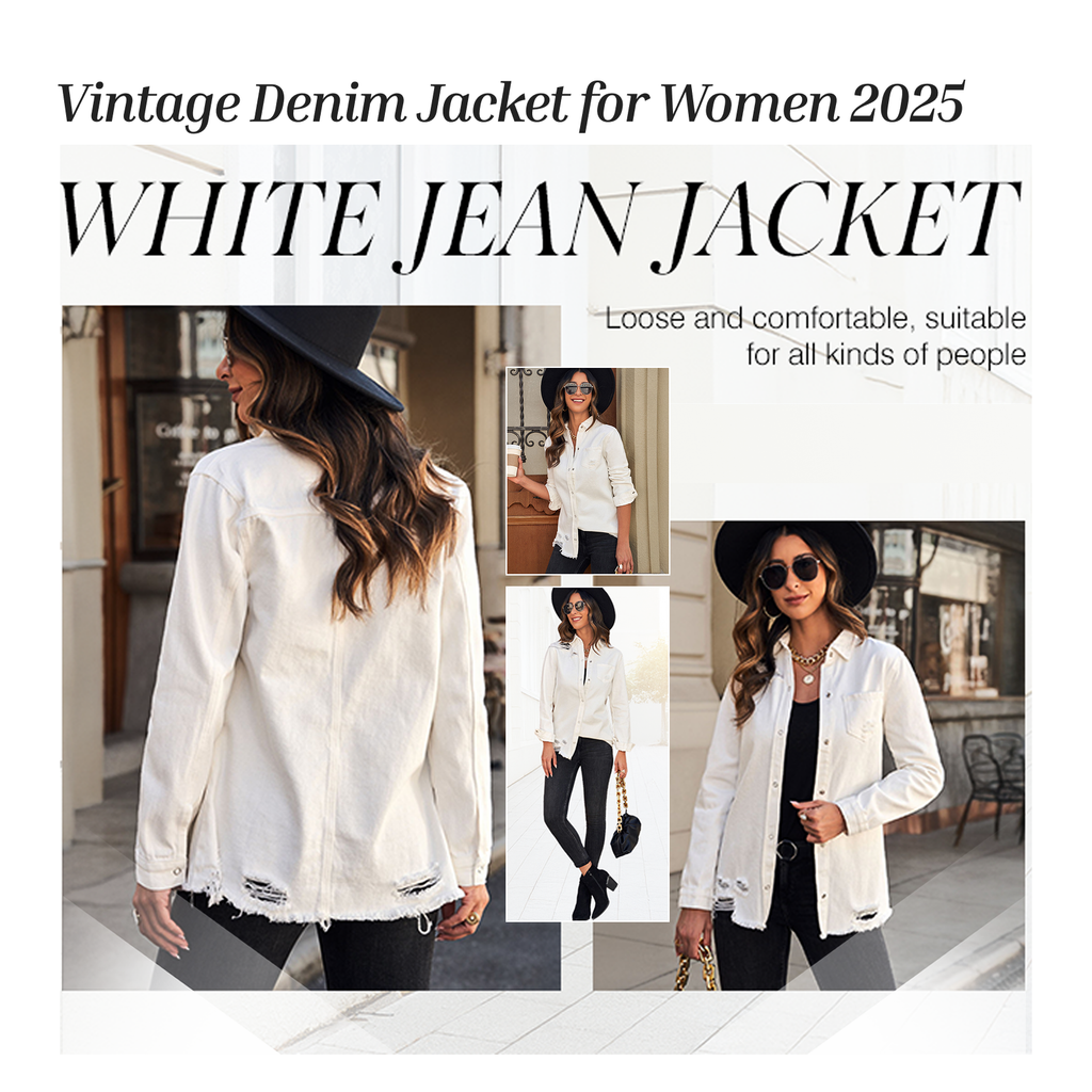 🔥Hot 50% Sale OFF🔥 💕 Women's Raw Edge Ripped Denim Jacket