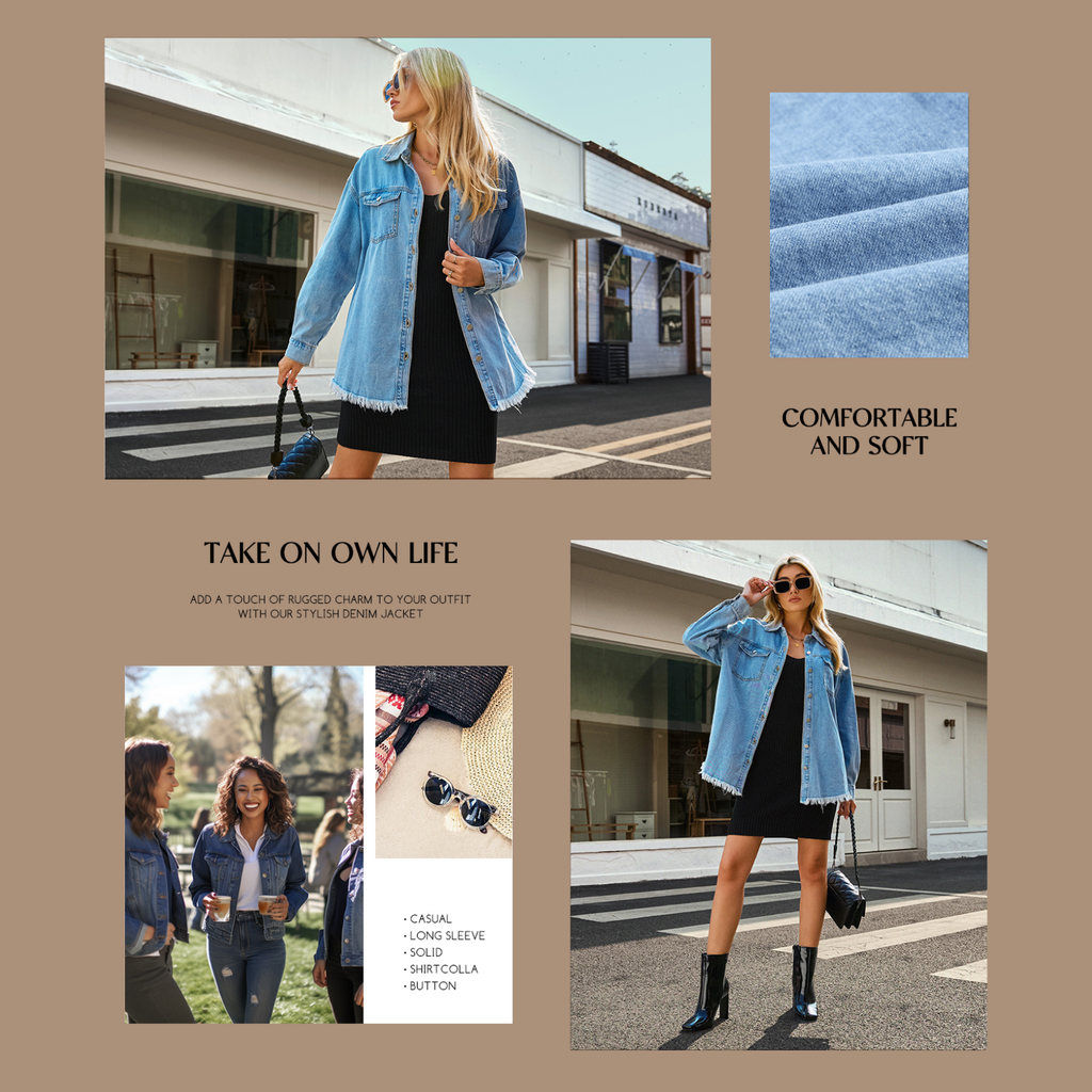 🔥Hot 50% Sale OFF🔥 💕 Women's Raw Edge Ripped Denim Jacket